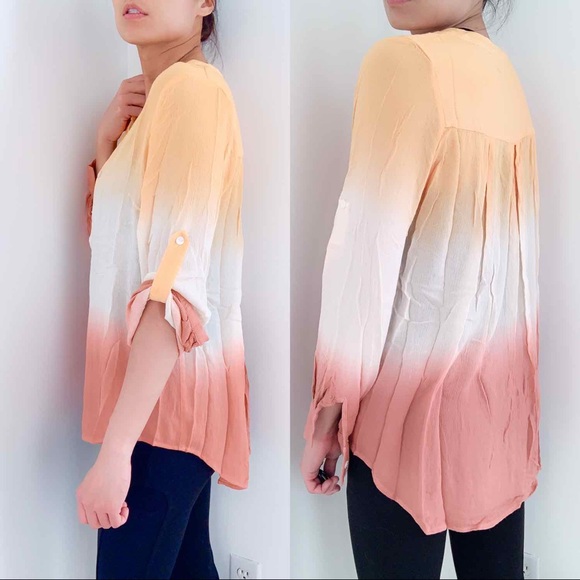 SUMMER OMBRÉ BUTTON DOWN SHIRT - sherbet - Picture 6 of 7